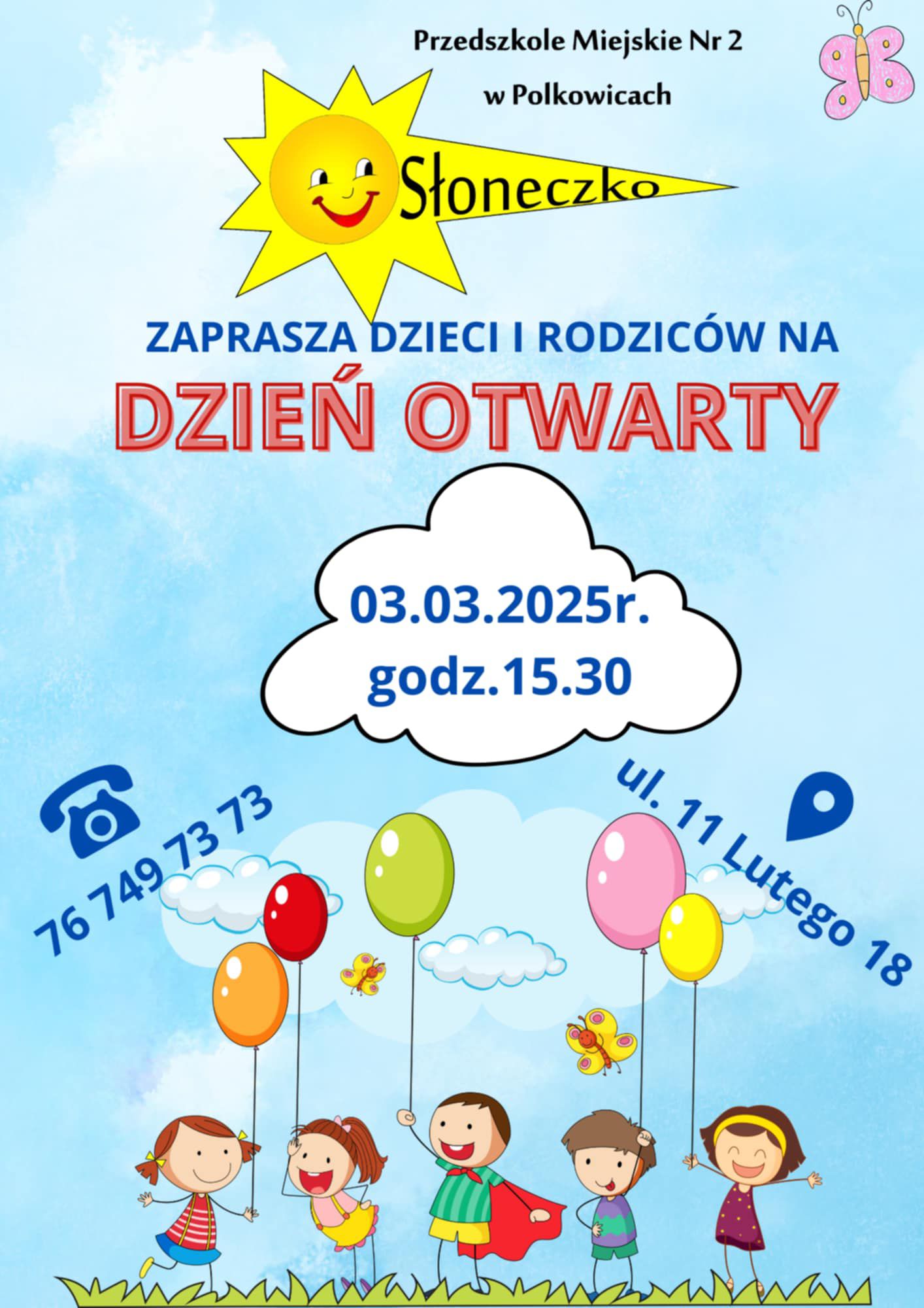 Zaproszenie na dzień otwarty do przedszkola.