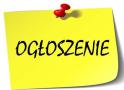 Napis ogłoszenie na żółtej kartce